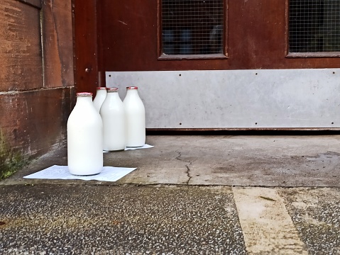Fresh milk service in a bottle at glasgow Scotland england uk