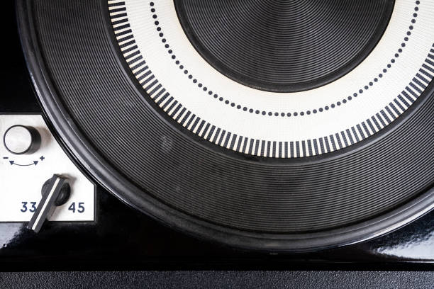 istock Close up of vintage rubber turntable platter mat 1370480434