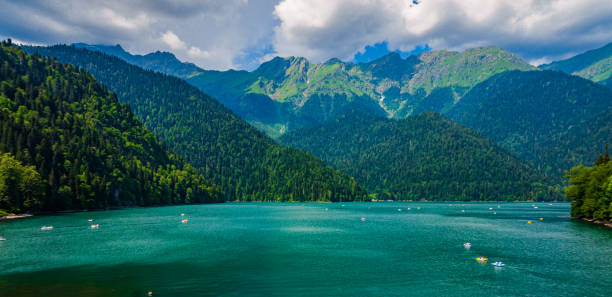 istock Lake Ritsa in mountains in Abkhazia. 1370480602
