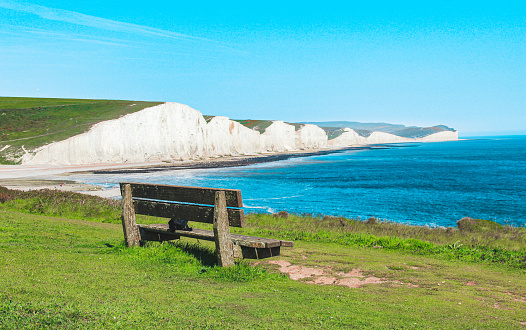 The Seven Sisters cliff and the lonely chair