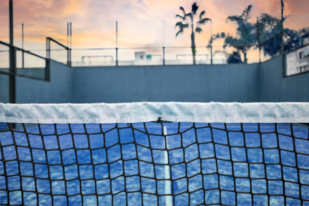 istock frontal perspective of blue padel court 1370486051