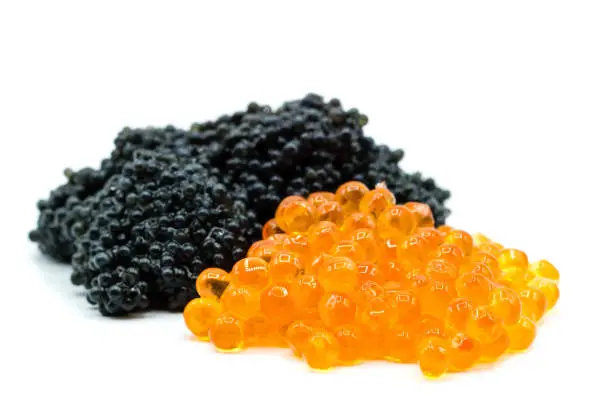 Pile of caviar isolated on white background