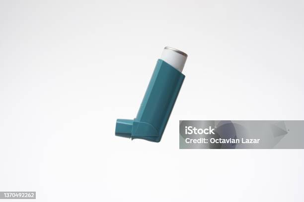 Asthma Inhaler Generic Nonbranded Close Up Studio Shot Isolated On White Background Stock Photo - Download Image Now