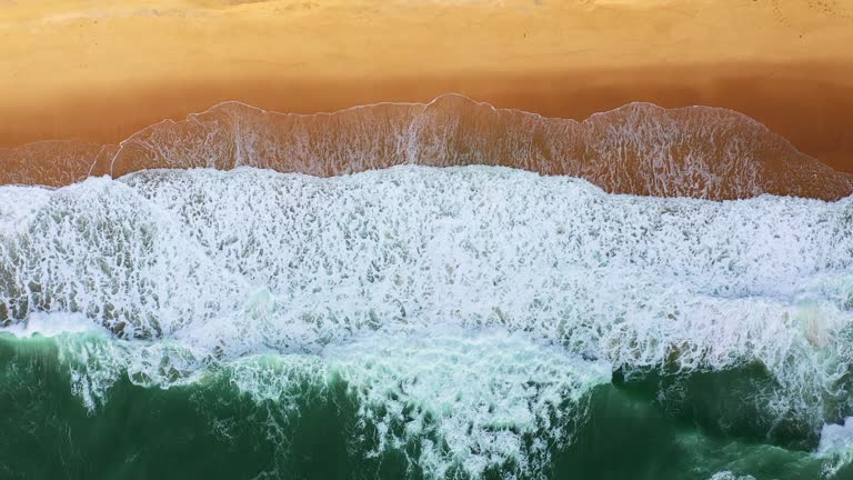 Aerial ocean wave over the beach