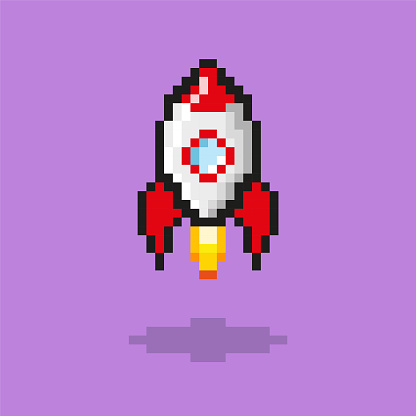 Pixel design of a rocket icon