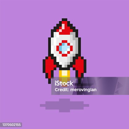 istock Pixel design of a rocket icon 1370502155