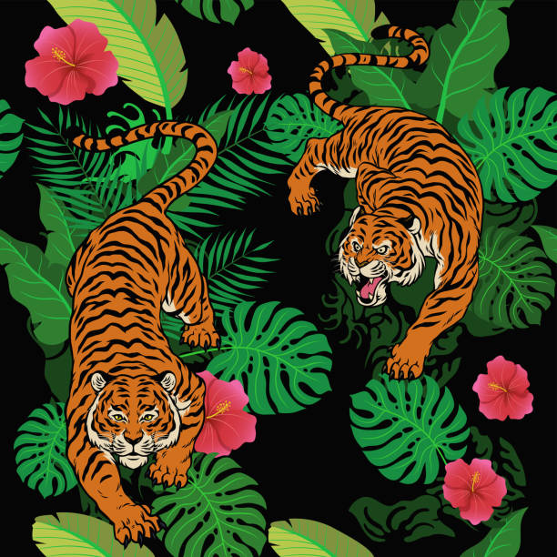 vector of Pattern Hawaiian Tropical Tiger Illustration