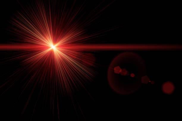 istock Easy to add lens flare effects for overlay designs or screen blending mode to make high-quality images. Abstract sun burst, digital flare, iridescent glare over black background. 1370503054