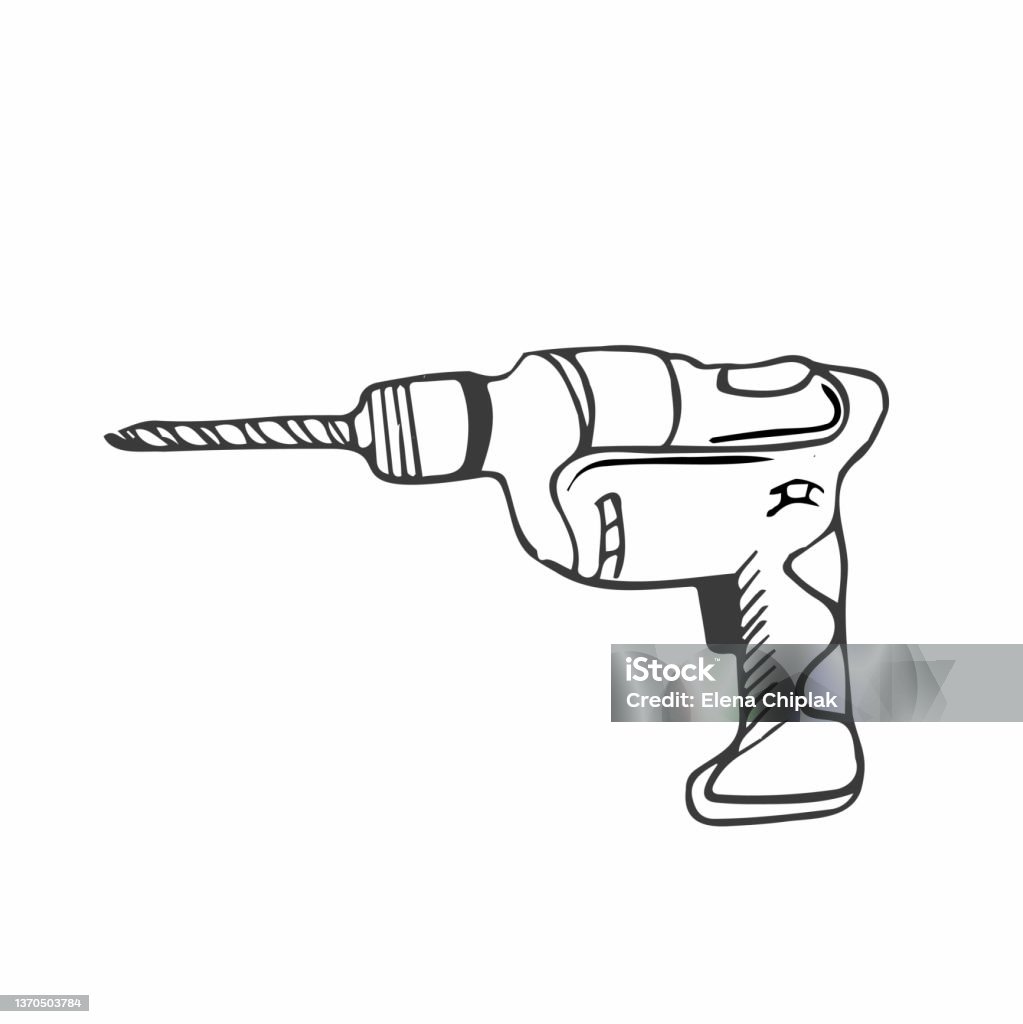 Hammer Drill Hand Drawn Outline Doodle Icon Vector Sketch Illustration ...