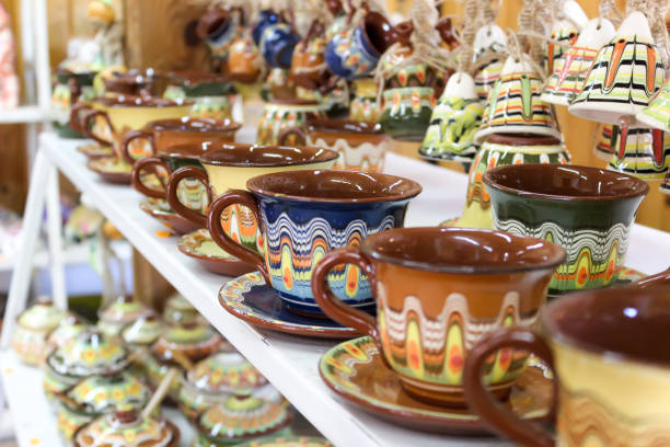 istock Ceramic products on the shelves. 1370503813