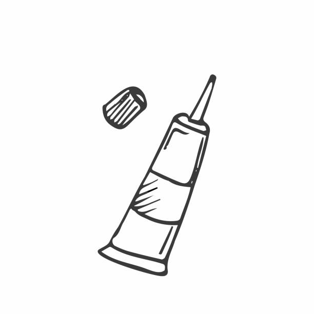 ilustraciones, imágenes clip art, dibujos animados e iconos de stock de pegamento doodle icon vector diseño de línea simple - glue bottle isolated art and craft