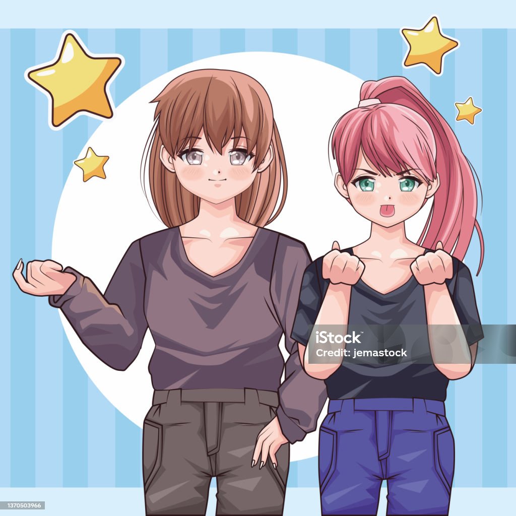 Ilustraci n De Dos Chicas Estilo Anime Y M s Vectores Libres De ilustraci-n-de-dos-chicas-estilo-anime-y-m-s-vectores-libres-de