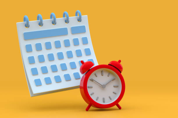 istock Cartoon Character Alarm Clock with Calendar. 3d Rendering 1370508366