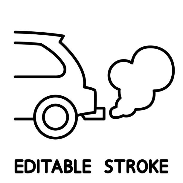 samochód z chmurą co2. zanieczyszczenie powietrza z pojazdu. samochód emituje dwutlenek węgla. koncepcja przeciwdziałania zanieczyszczeniom - automobile exhaust stock illustrations