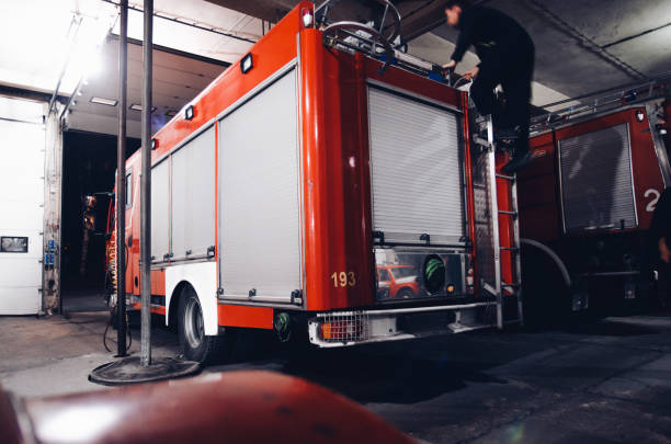 istock Fire truck at the fire department 1370509655