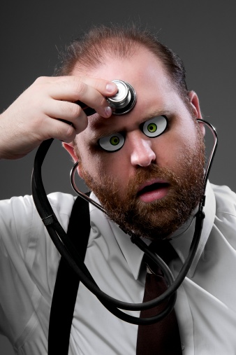 Crazy doctor making sure his brain is still working