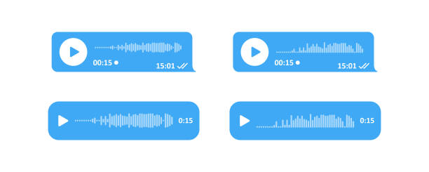 ikona wiadomości głosowych. ilustracja bąbelków audio czatu w płaskiej formie wektorowej - decibel stock illustrations