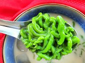 Green Rice Noodles with Coconut milk with ice - Sweet dessert.