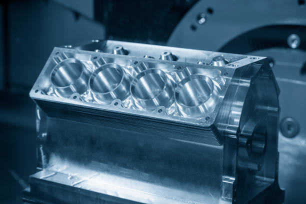 istock The v8 engine aluminum cylinder block in the light blue scene. 1370514410