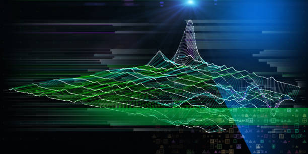 istock Abstract  background with color wireframe on dark blue. Visual presentation of analysis research algorithms. Technology concept.  Banner for business, science and technology. 1370515690