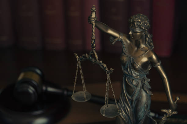 Lawer and notary concept. Statue of justice closeup view. stock photo