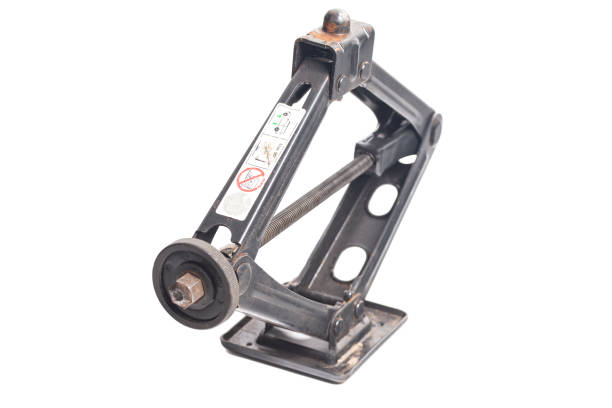 istock Mechanical car jack isolated on white background 1370523948