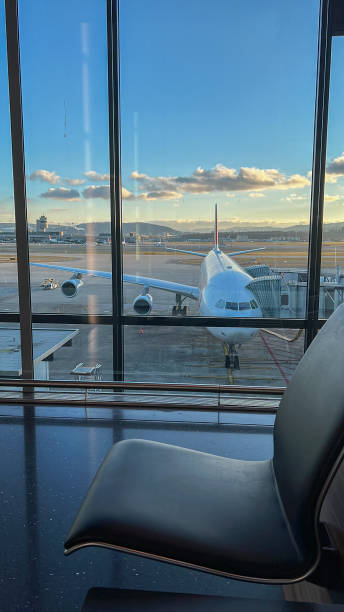istock Airport terminal, aircraft view from windows 1370523987