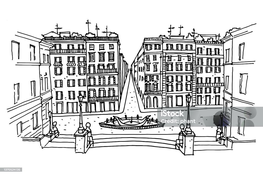 Spanish Steps Rome Vector Vector Sketch Of The Spanish Steps In Rome Stock Illustration ...
