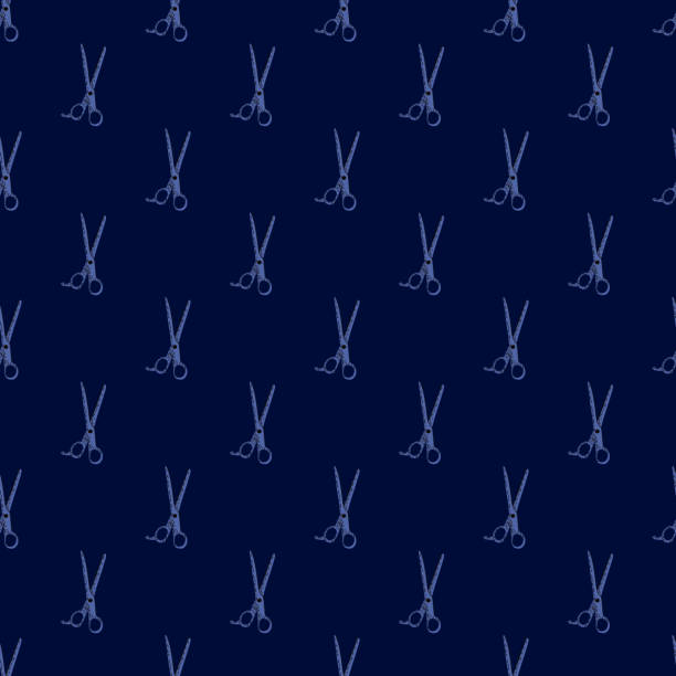 Scissors seamless pattern. Retro salon background. Scissors seamless pattern. Retro salon background . Repeated texture in doodle style for fabric, wrapping paper, wallpaper, tissue. Vector illustration. scissors cutting wrapping paper stock illustrations