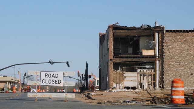 Damaged building in Mayfield, Kentucky