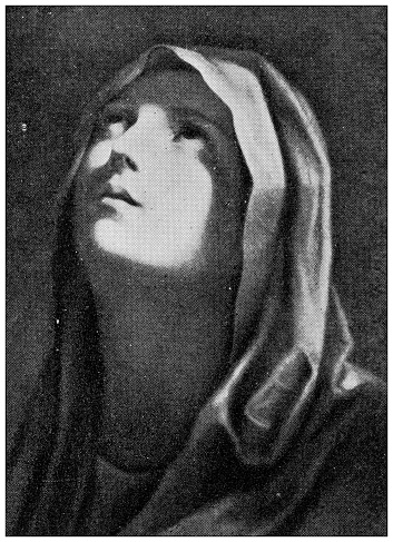 Antique religious painting: Mater dolorosa by Guido Reni
