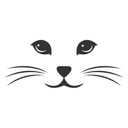 Illustration of a cute cat muzzle on a white background