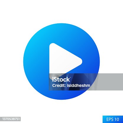 istock Play button in circle vector icon in flat style design for website design, app, UI, isolated on white background. EPS 10 vector illustration. 1370538751