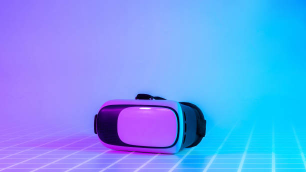 istock VR glasses virtual reality. 3d digital headset on futuristic neon tech background. Future Modern technology concept. VR gaming. 1370540435
