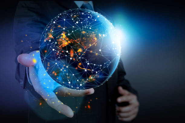 istock Hand holding Global world telecommunication network connected around planet Earth for internet and worldwide communication technology finance with blockchain and IoT,Elements of this image furnished by NASA 1370540927