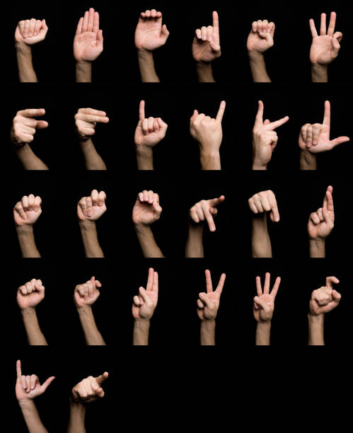 hand sign language alphabet - i t stock-fotos und bilder