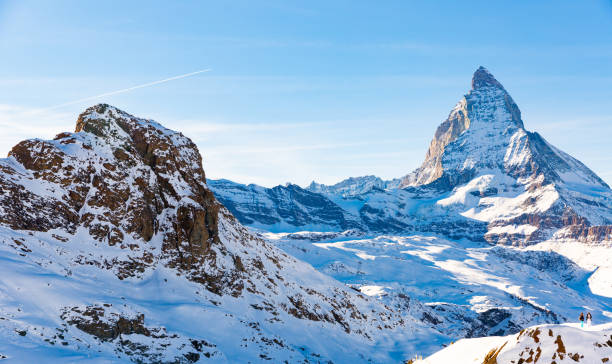 Majestic view of Matterhorn in Switzerland Majestic view of Matterhorn in Switzerland, one of highest summits in Alps and Europe. matterhorn stock pictures, royalty-free photos & images