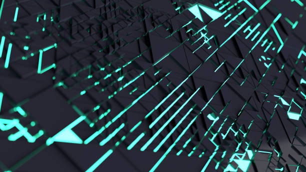 istock Abstract electronic background with green neon light and depth-of-field effect 1370546366