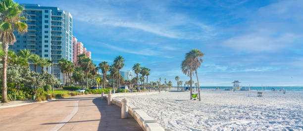 istock Clearwater beach with beautiful white sand in Florida USA 1370549031