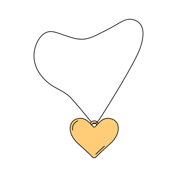 Gold heart-shaped medallion. Pendant in cartoon style. Vector illustration isolated on a white Gold heart-shaped medallion. Pendant in cartoon style. Vector illustration isolated on a white background locket stock illustrations