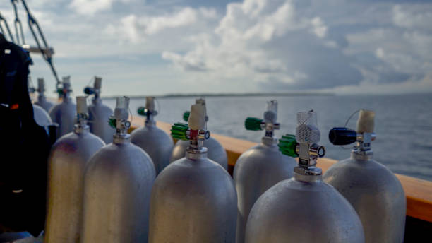 air cylinder with diving equipment.