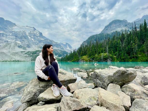 Appreciating the view in Joffre Lake
