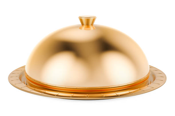 istock Golden Restaurant Cloche, 3D rendering 1370557571