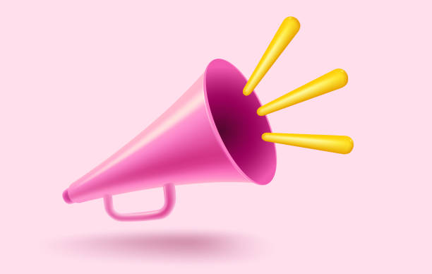 istock Vector vintage pink megaphone in realistic 3d style. Pink loudspeaker. 1370560118