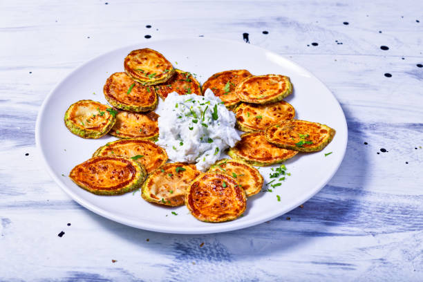 istock Fried zucchini slices with tzatziki 1370561149