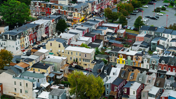 istock Residential Streets in Reading, PA - Drone Shot 1370566615