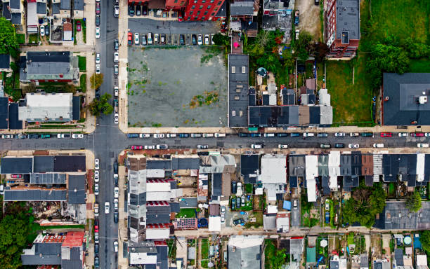 istock Top Down Aerial Shot of Rooftops in Reading, PA 1370566676