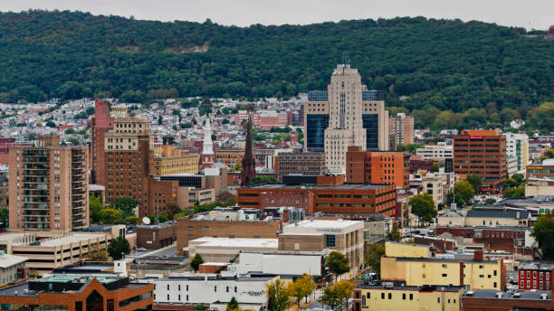 istock Downtown Reading with Wooded Hillside Behind - Aerial 1370566778