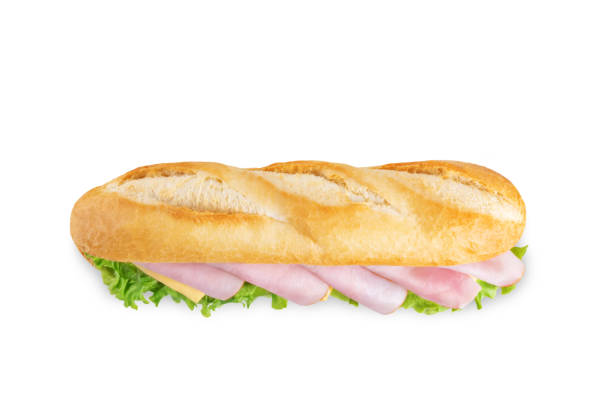 istock Sandwich with ham, cheese and tomato on a white isolated background 1370567561