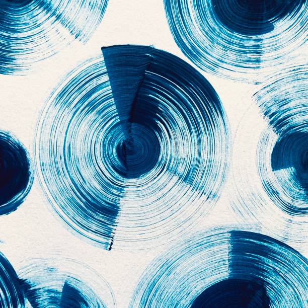 cercles peints à l’acrylique abstrait - modern art art abstract blue photos et images de collection